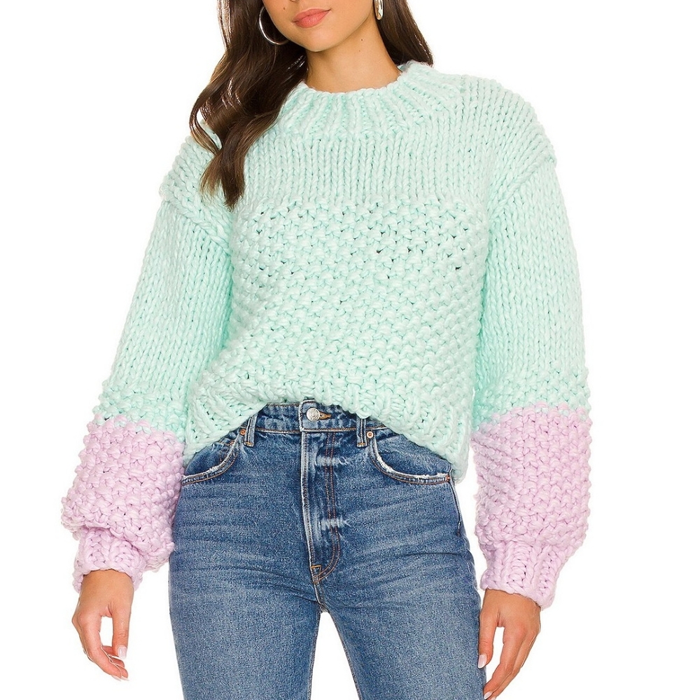 NEW FOR LOVE AND LEMONS KERRY CROPPED CHUNKY KNIT SWEATER